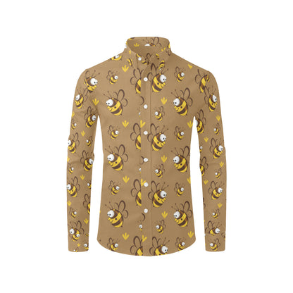 Bee Pattern Print Design BEE09 Men's Long Sleeve Shirt