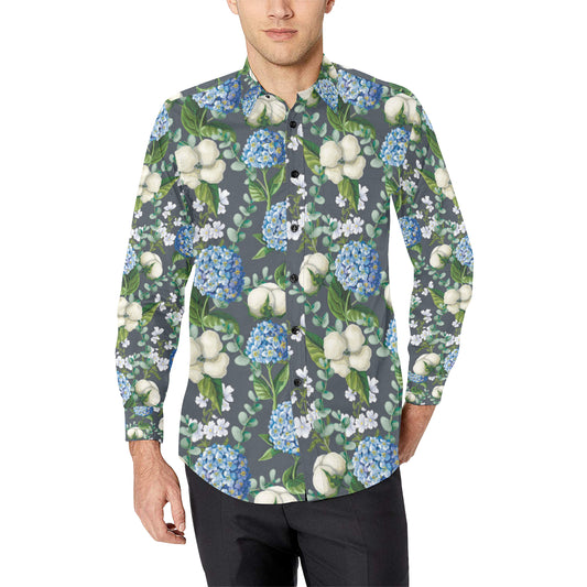 Hydrangea Pattern Print Design 02 Men's Long Sleeve Shirt