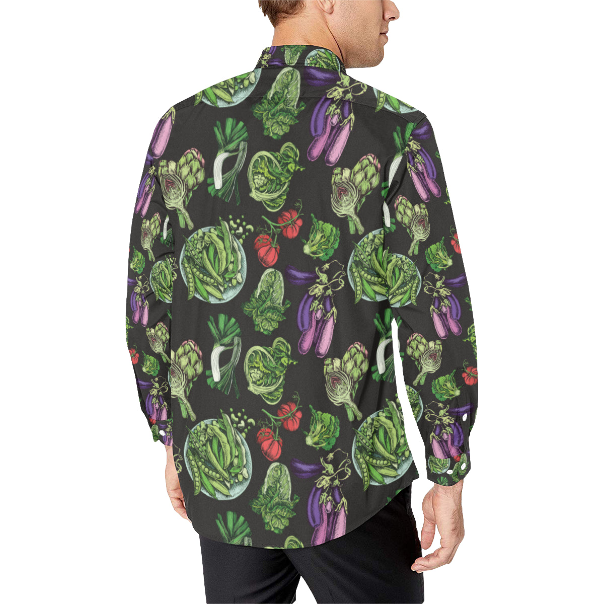 Lettuce Pattern Print Design 01 Men's Long Sleeve Shirt