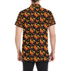 Rooster Print Themed Men's Short Sleeve Button Up Shirt