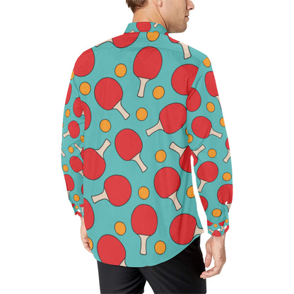 Ping Pong Pattern Print Design A01 Men's Long Sleeve Shirt