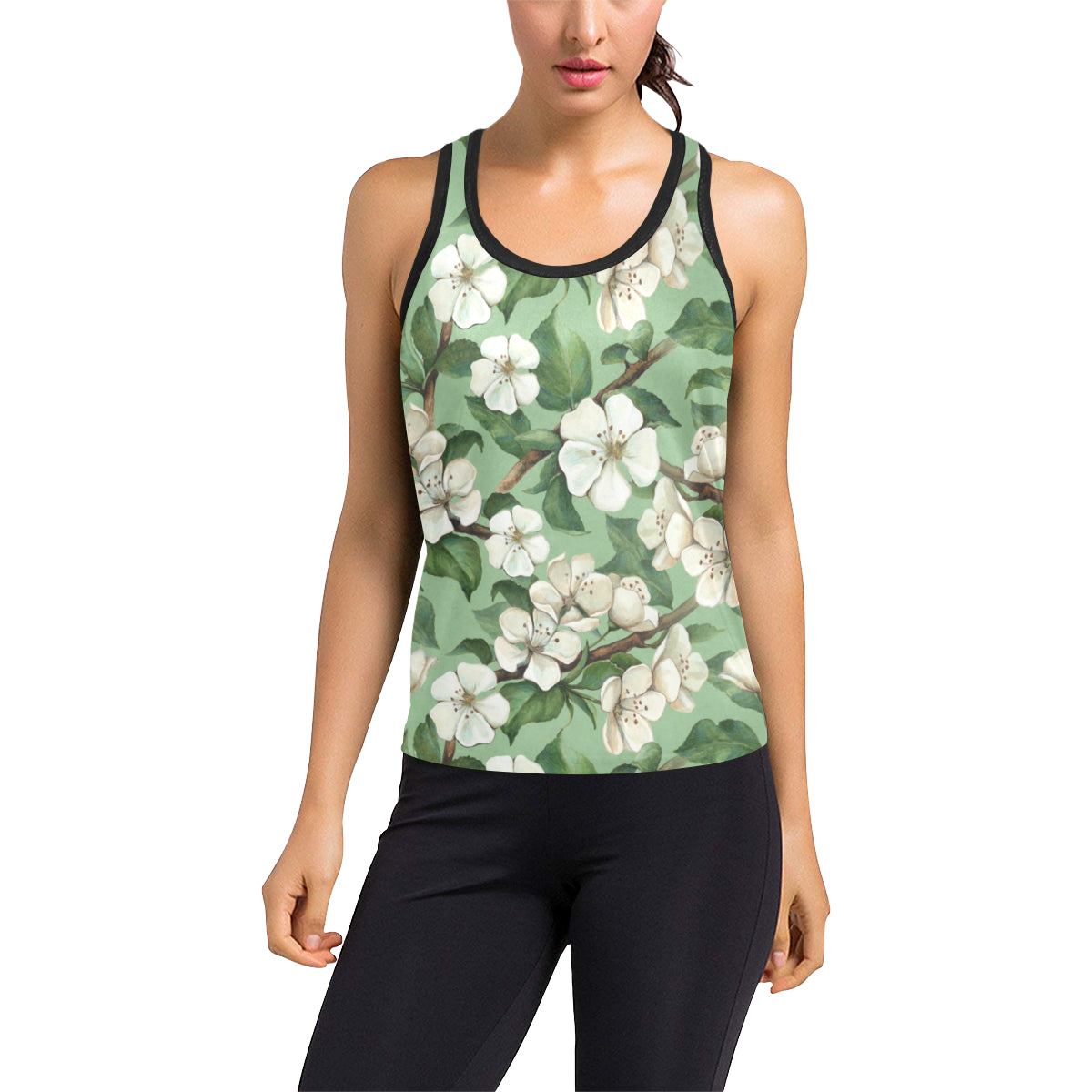 Apple blossom Pattern Print Design AB02 Women's Racerback Tank Top