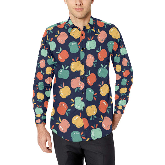 Apple Pattern Print Design AP09 Men's Long Sleeve Shirt