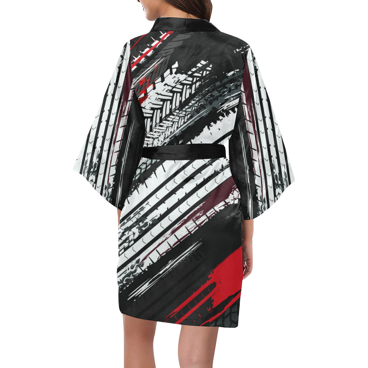 Racing Pattern Print Design A03 Women's Short Kimono
