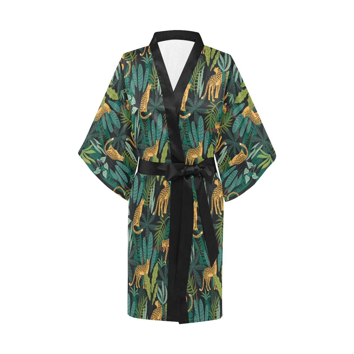 Jaguar Jungle Pattern Print Design 03 Women's Short Kimono