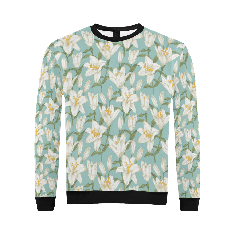 Lily Pattern Print Design LY09 Men Long Sleeve Sweatshirt