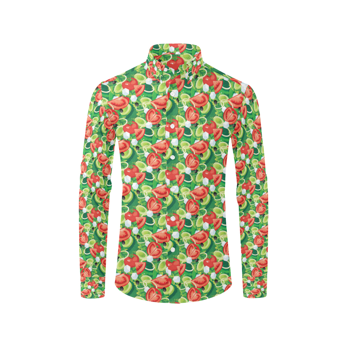 Vegan Salad Themed Design Print Men's Long Sleeve Shirt