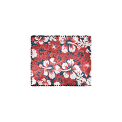 Red Hibiscus Pattern Print Design HB01 Men's ID Card Wallet