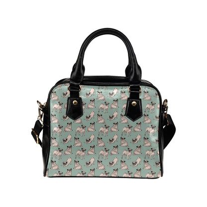 Pug Pattern Print Design A01 Shoulder Handbag