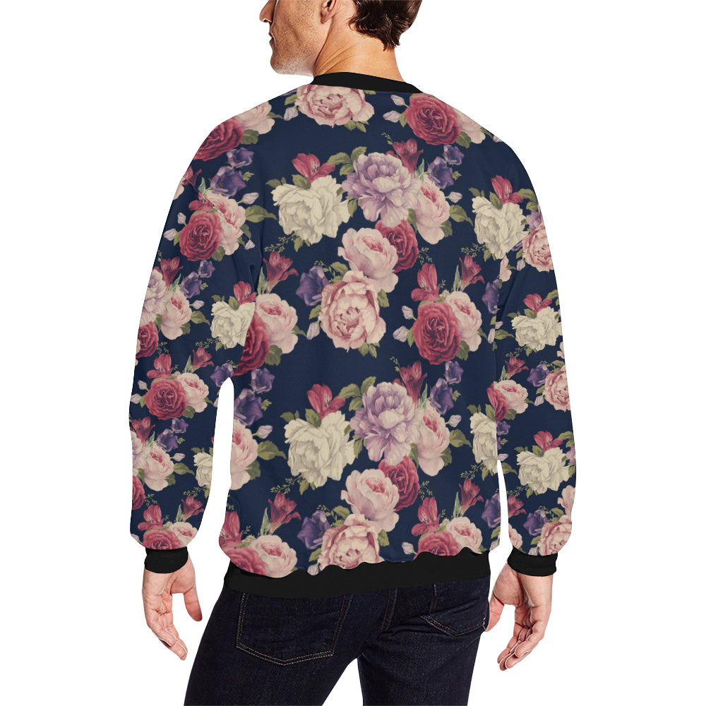 Peony Pattern Print Design PE03 Men Long Sleeve Sweatshirt