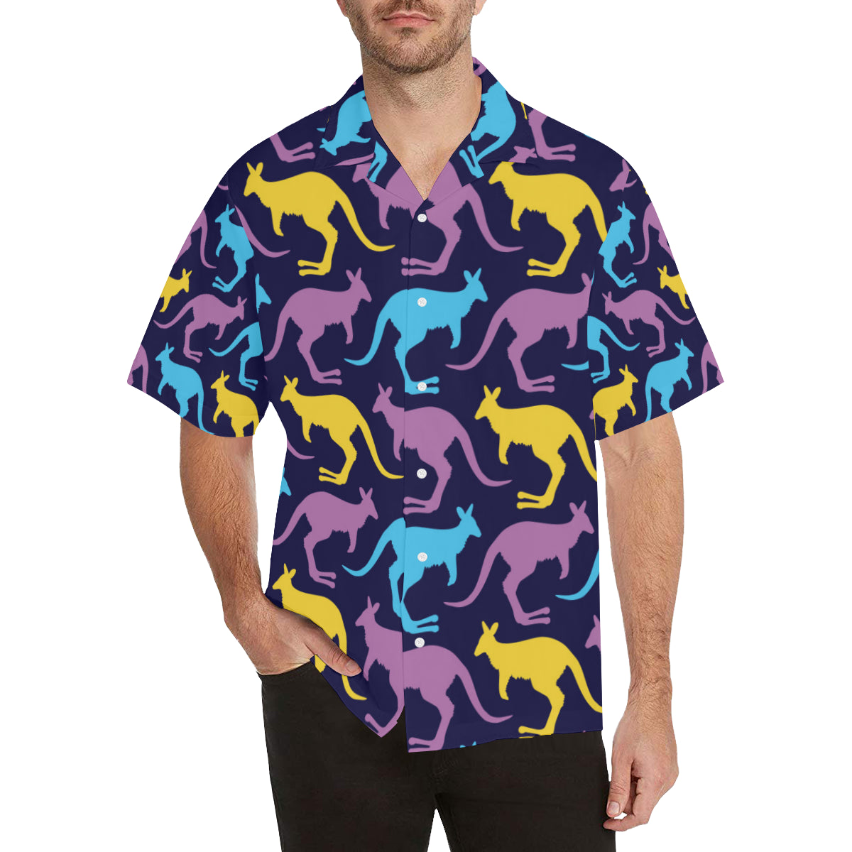 Kangaroos Pattern Print Design 02 Men's Hawaiian Shirt