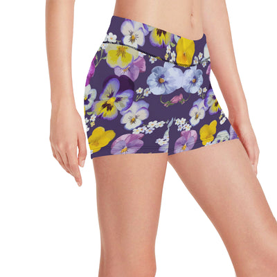 Pansy Pattern Print Design PS02 Yoga Shorts