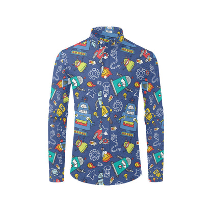 Robot Pattern Print Design A03 Men's Long Sleeve Shirt