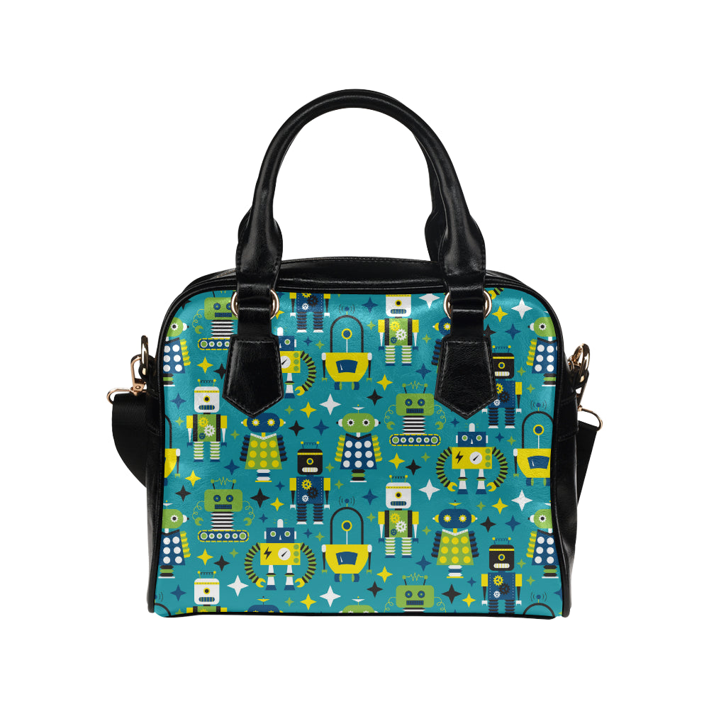 Robot Pattern Print Design A02 Shoulder Handbag