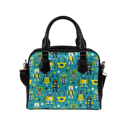 Robot Pattern Print Design A02 Shoulder Handbag