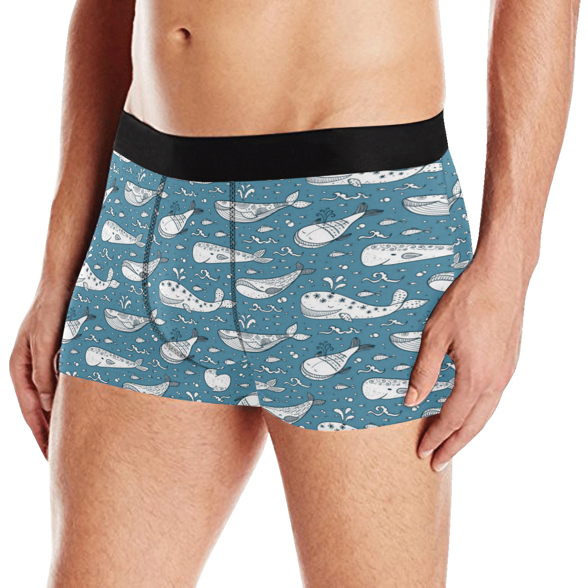 Humpback Whale Pattern Print Design 03 Men's Boxer Briefs