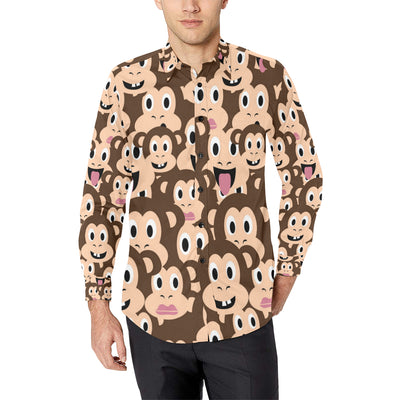 Emoji Monkey Print Pattern Men's Long Sleeve Shirt