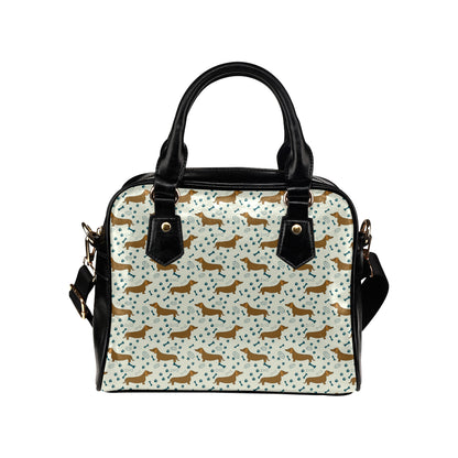Dachshund Pattern Print Design 01 Shoulder Handbag