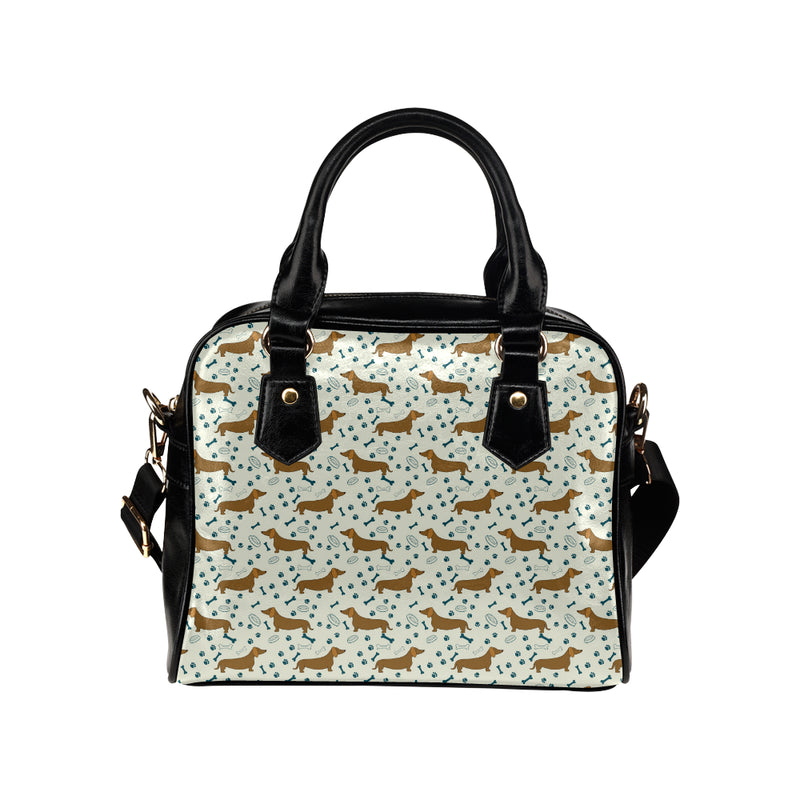 Dachshund Pattern Print Design 01 Shoulder Handbag