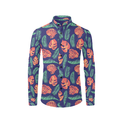 Palm Leaves Pattern Print Design PL011 Men's Long Sleeve Shirt
