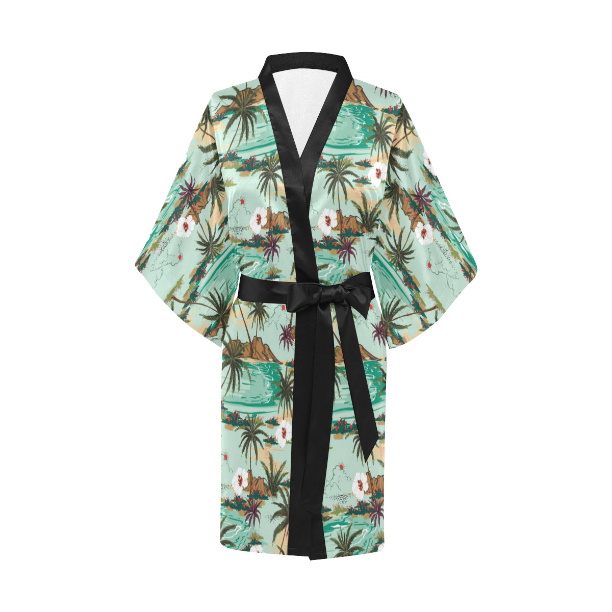 Pacific island Pattern Print Design A03 Women's Short Kimono