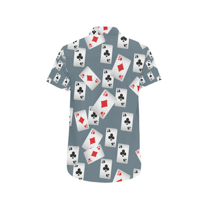 Poker Cards Pattern Print Design A05 Men's Short Sleeve Button Up Shirt