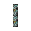 Gold Glitter Cyan Tropical Palm Leaves Car Seat Belt Cover