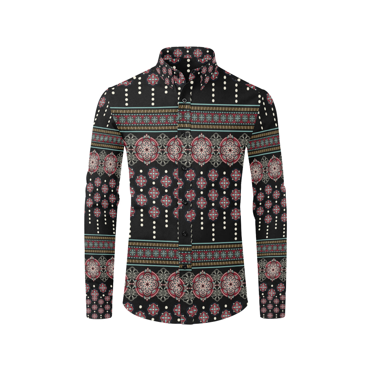 Ethnic Dot Style Print Pattern Men's Long Sleeve Shirt