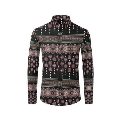 Ethnic Dot Style Print Pattern Men's Long Sleeve Shirt