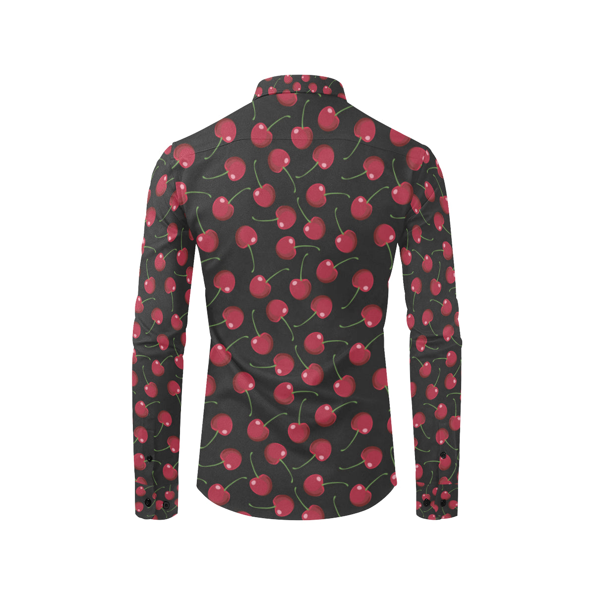 Cherry Black Background Men's Long Sleeve Shirt
