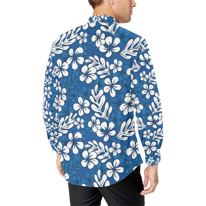 Plumeria Pattern Print Design PM015 Men's Long Sleeve Shirt