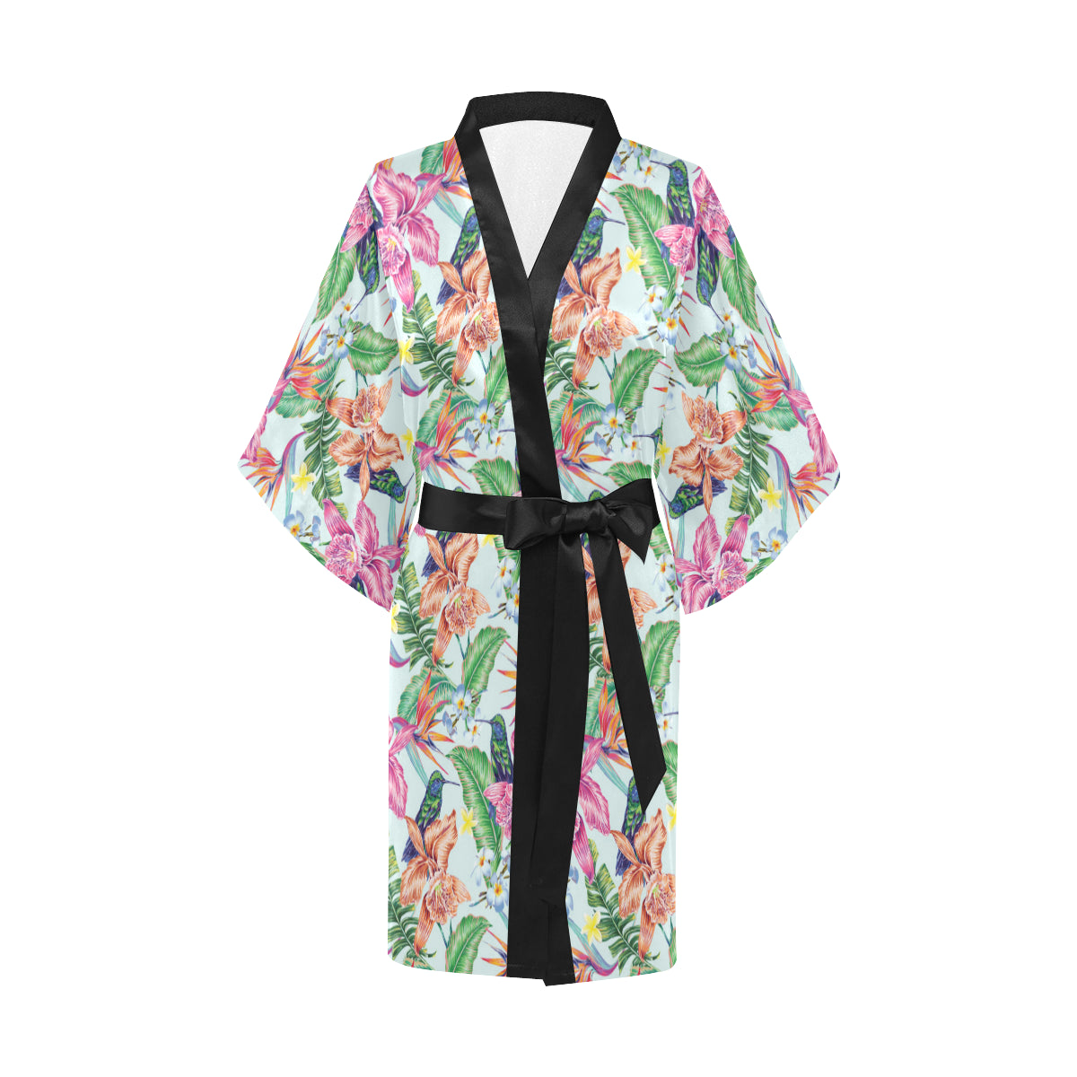 Hummingbird Tropical Pattern Print Design 05 Women's Short Kimono