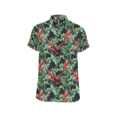 Bird Of Paradise Pattern Print Design BOP06 Men's Short Sleeve Button Up Shirt