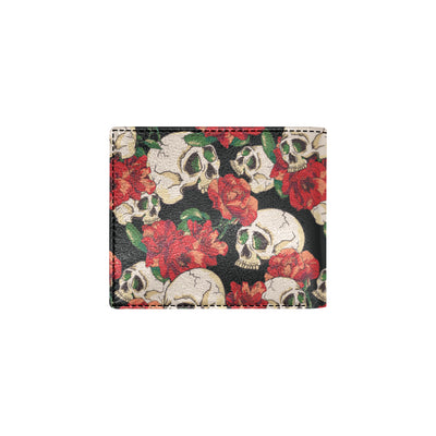 Skull Red Rose Men's ID Card Wallet