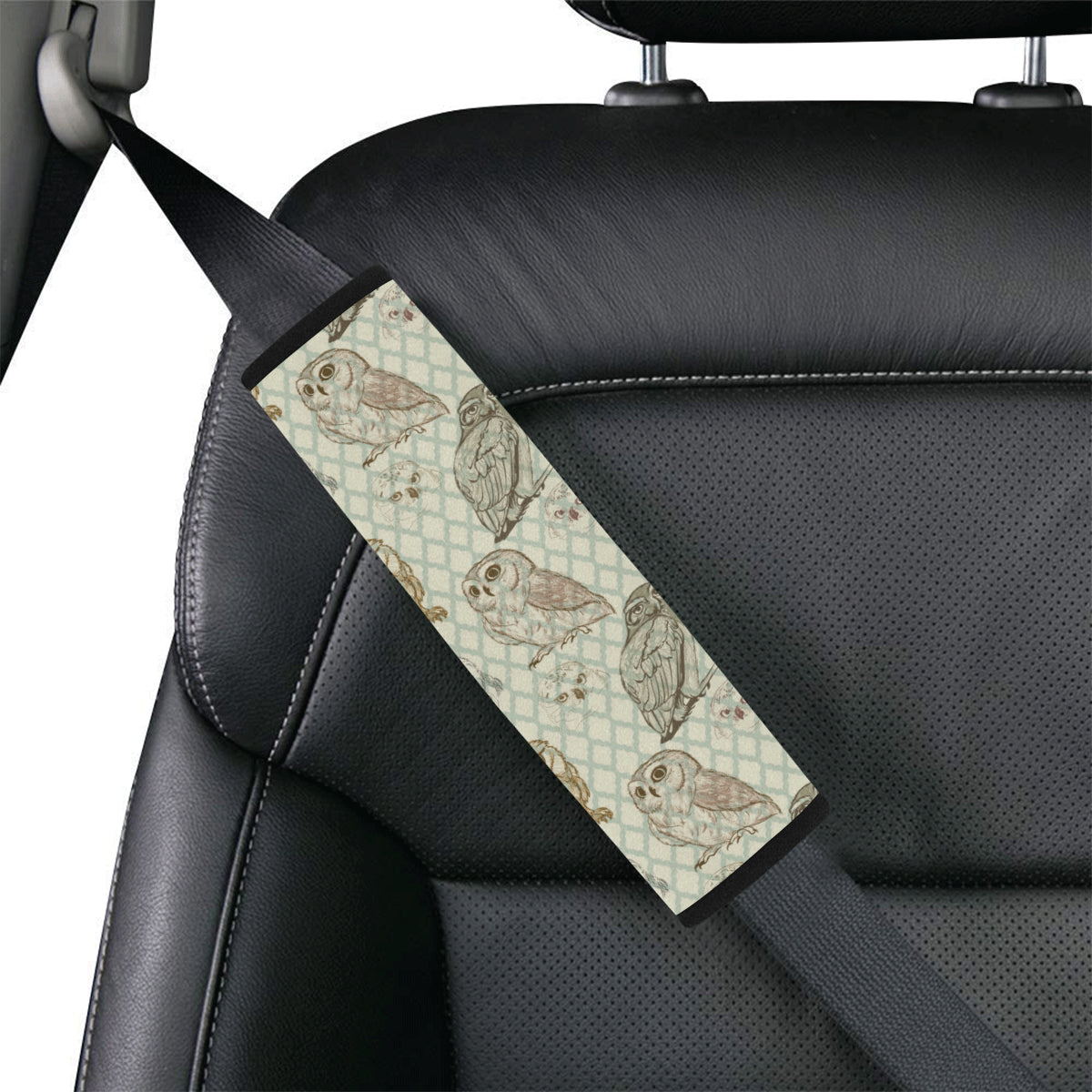 Owl Pattern Print Design A03 Car Seat Belt Cover