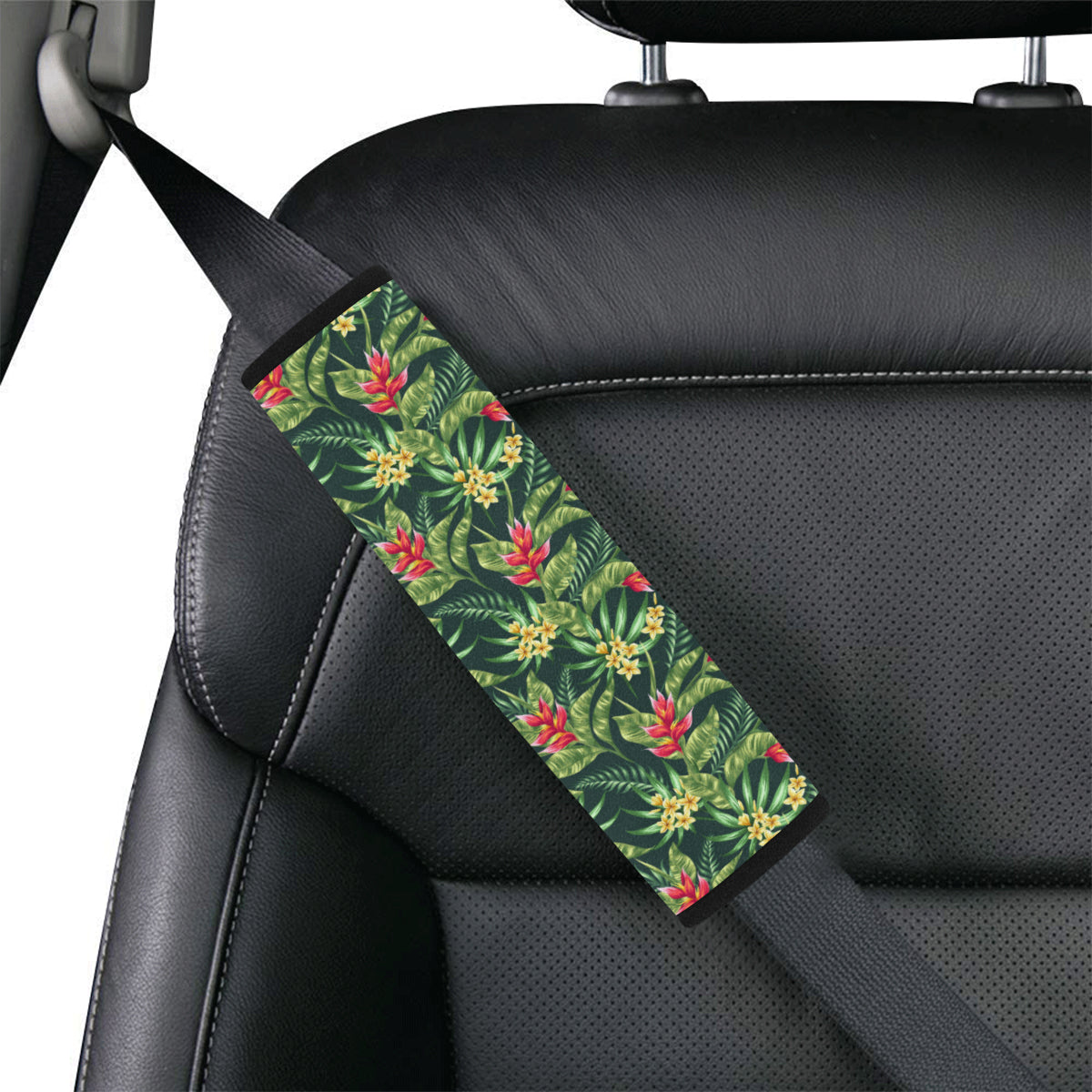 Tropical Folower Red Heliconia Print Car Seat Belt Cover