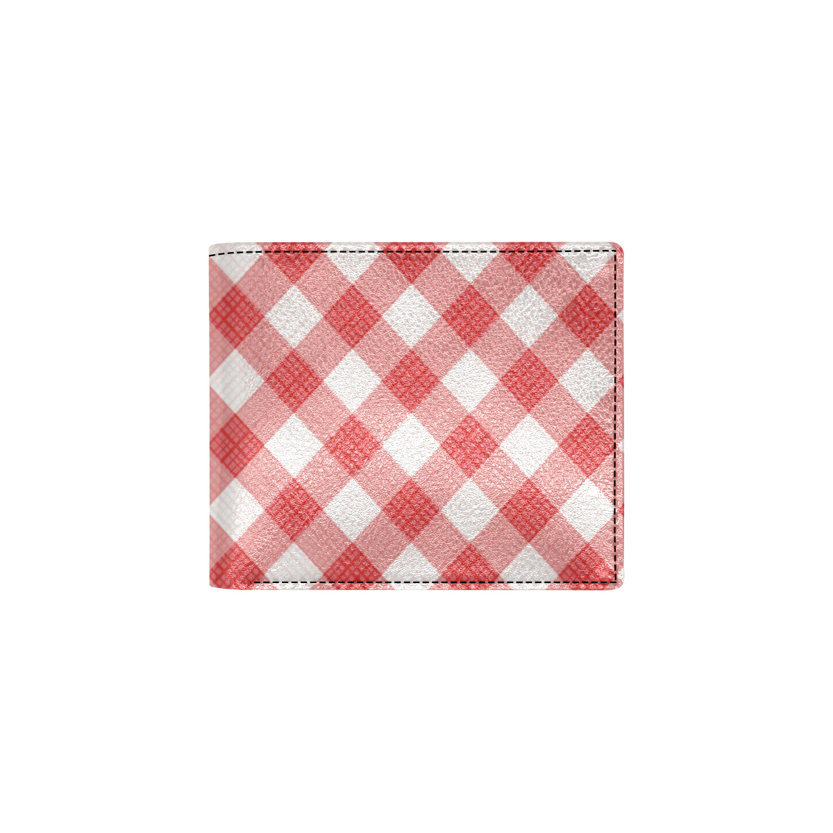 Gingham Red Pattern Print Design 01 Men's ID Card Wallet