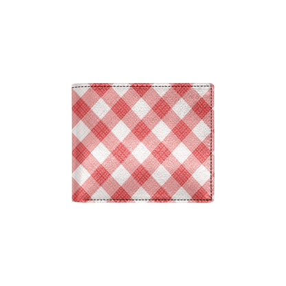 Gingham Red Pattern Print Design 01 Men's ID Card Wallet