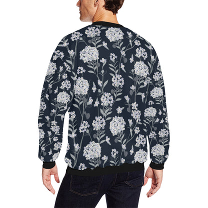 Hydrangea Pattern Print Design HD07 Men Long Sleeve Sweatshirt