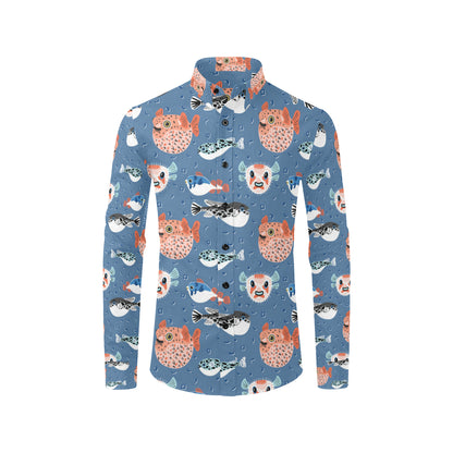 Fugu Pattern Print Design 02 Men's Long Sleeve Shirt