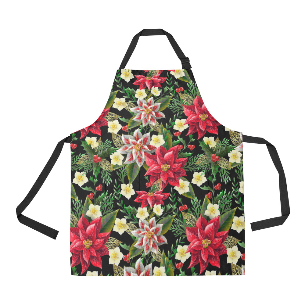Poinsettia Pattern Print Design POT05 Apron with Pocket