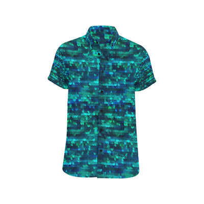 Mermaid Scales Pattern Print Design 06 Men's Short Sleeve Button Up Shirt