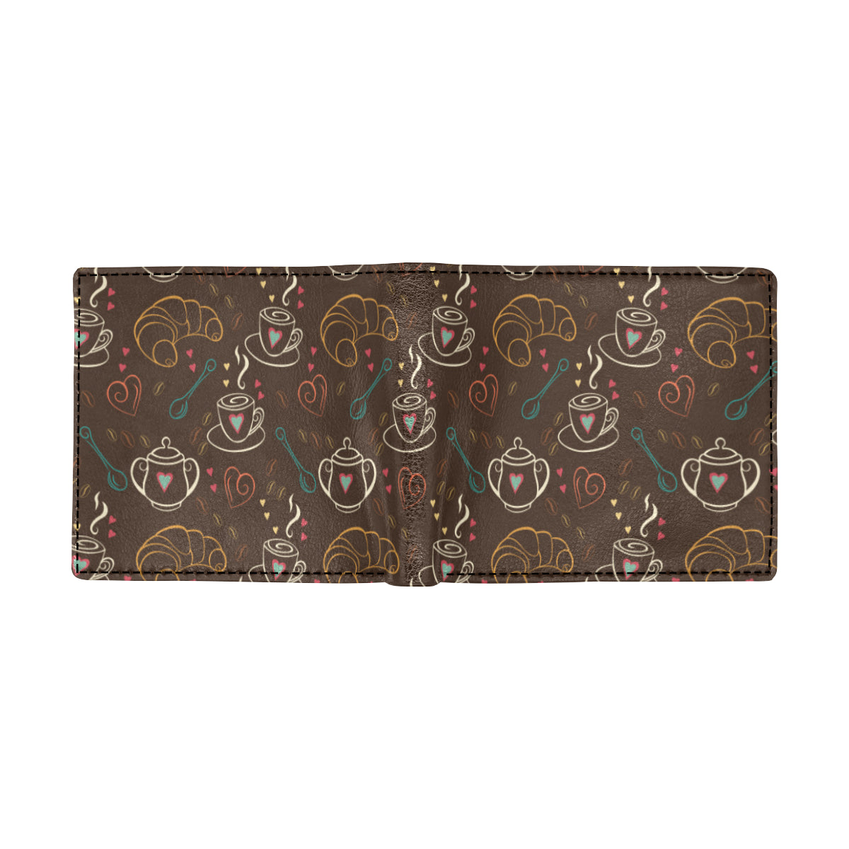 Coffee Pattern Print Design 06 Men's ID Card Wallet