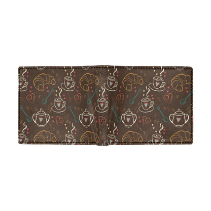 Coffee Pattern Print Design 06 Men's ID Card Wallet