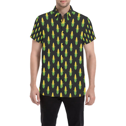 Corn Pattern Print Design 05 Men's Short Sleeve Button Up Shirt