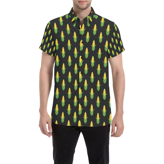 Corn Pattern Print Design 05 Men's Short Sleeve Button Up Shirt