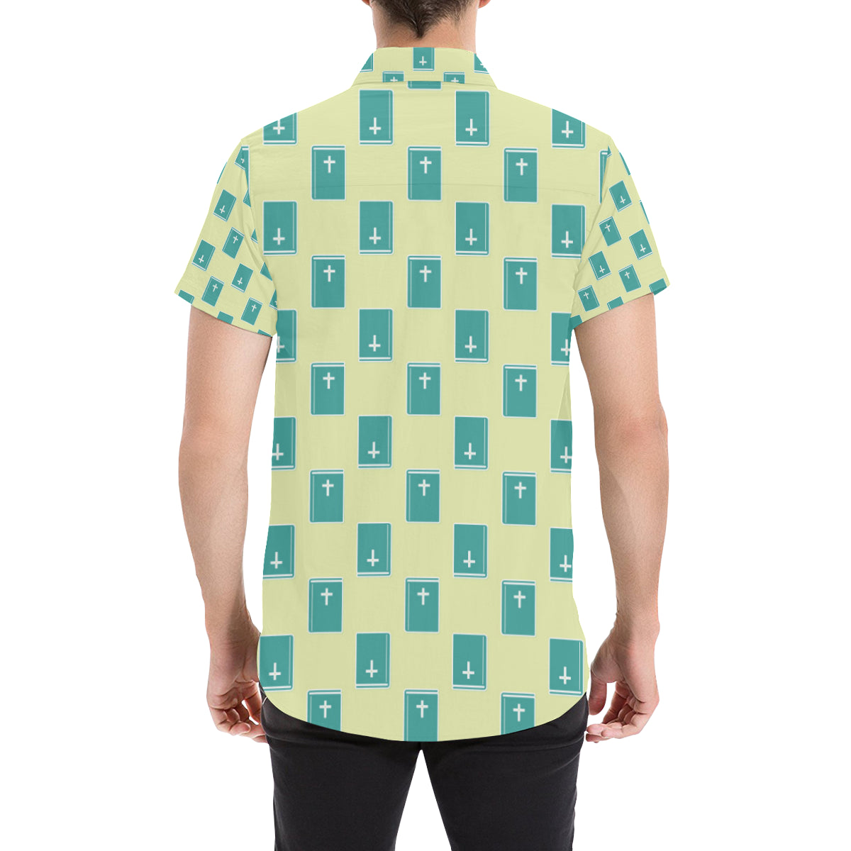 Bible Pattern Print Design 04 Men's Short Sleeve Button Up Shirt