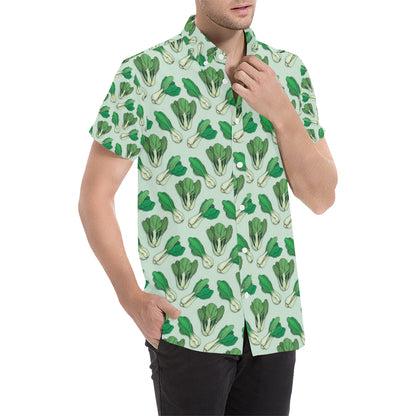 Bok Choy Pattern Print Design 01 Men's Short Sleeve Button Up Shirt