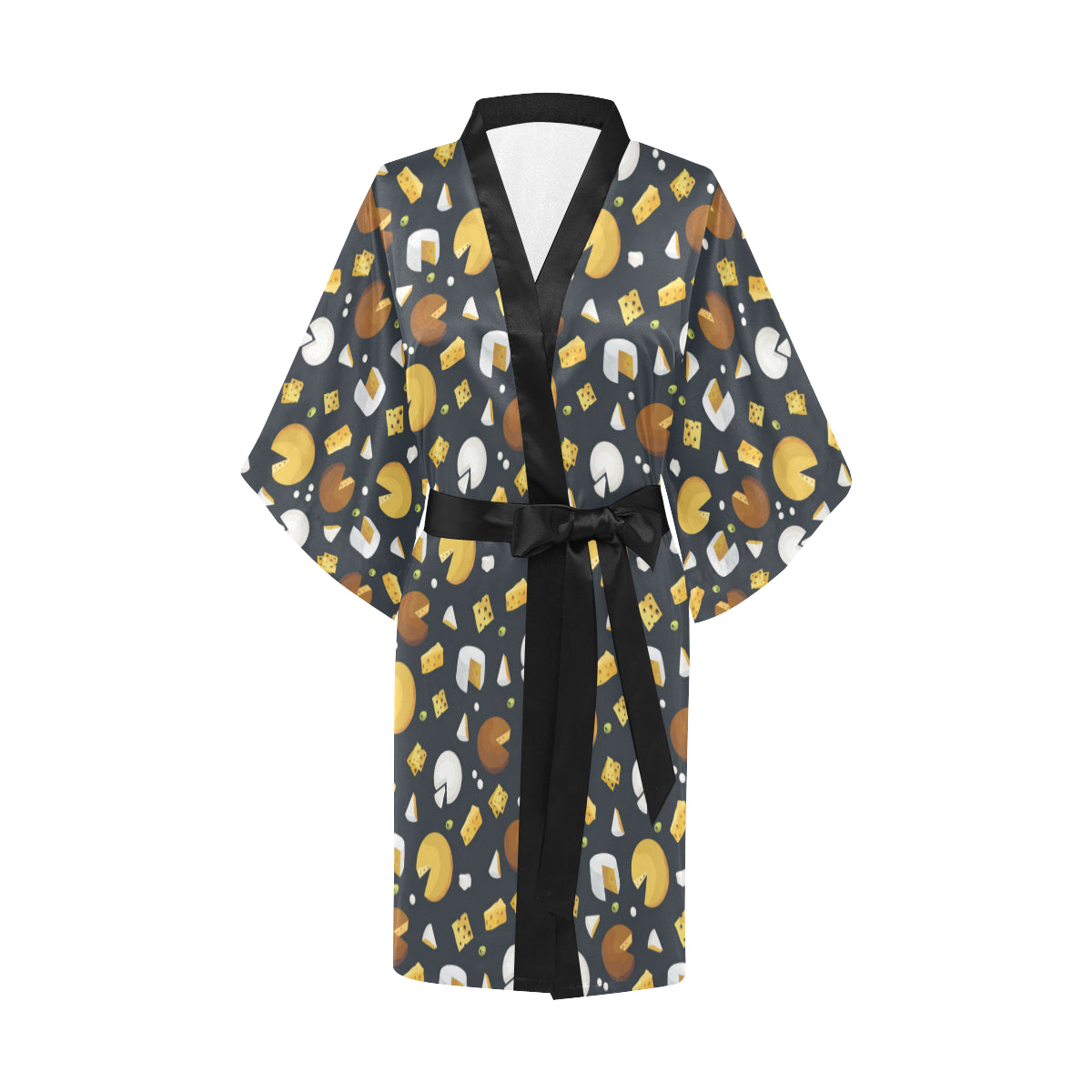 Cheese Pattern Print Design 03 Women's Short Kimono