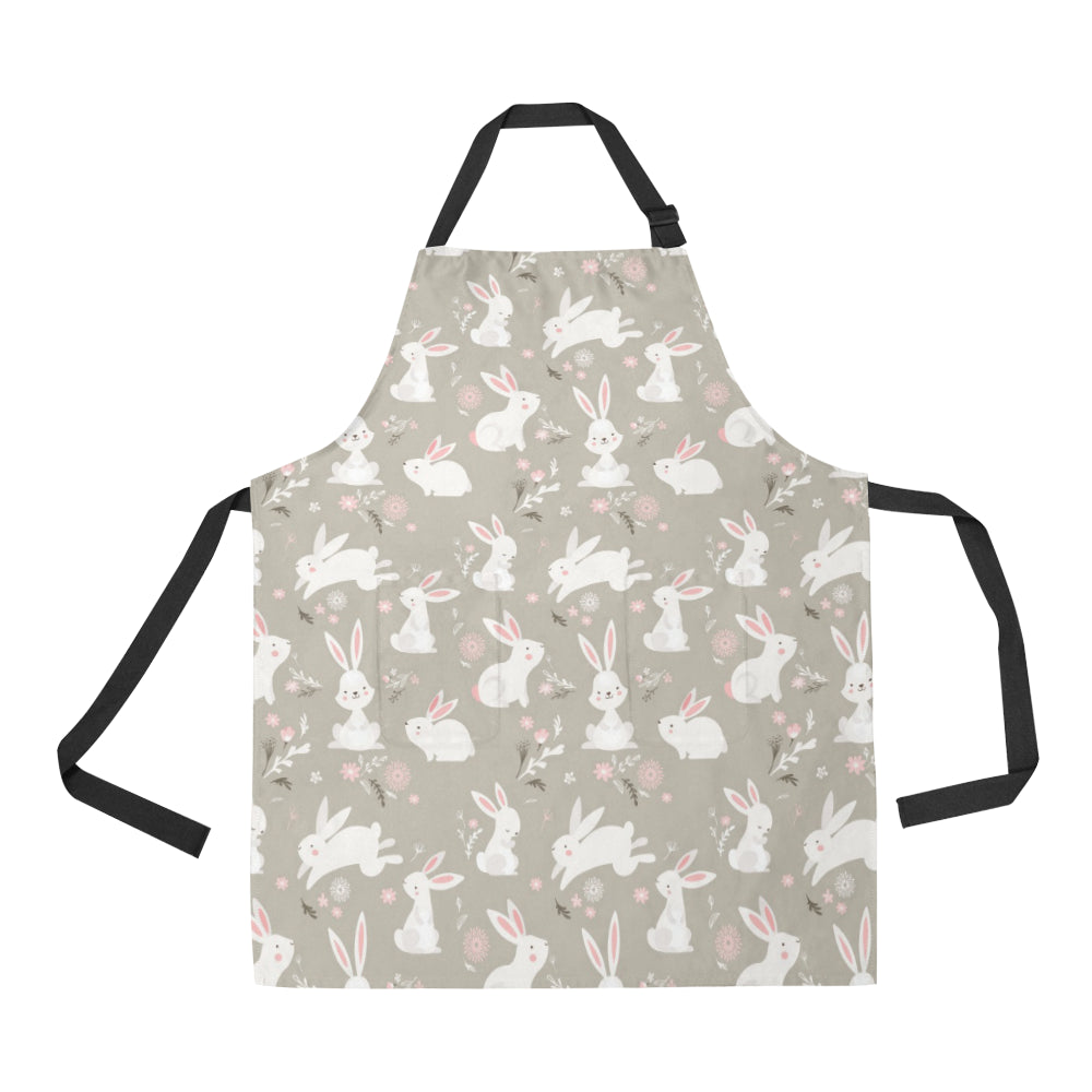 Rabbit Pattern Print Design RB03 Apron with Pocket